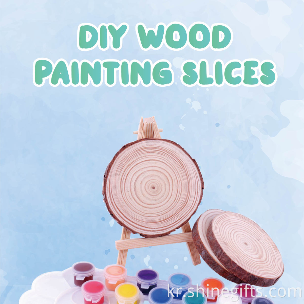 Pretty Design Kids Toy Set Craft Painting Round Natural Pine Wooden Slices Kids Painting